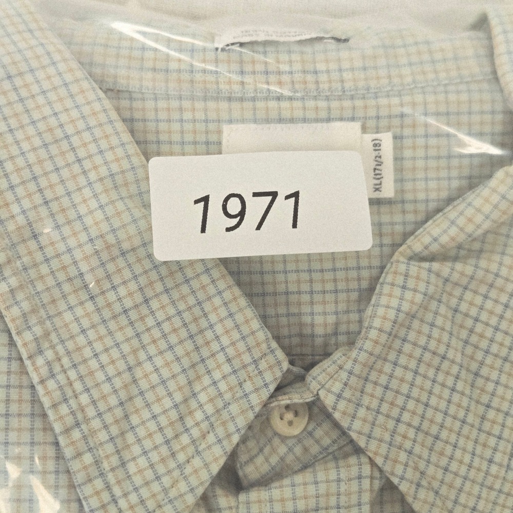 J.Crew Mens XL Long Sleeve Button Down Shirt Green‎ Blue Micro Check Cotton - Picture 9 of 9